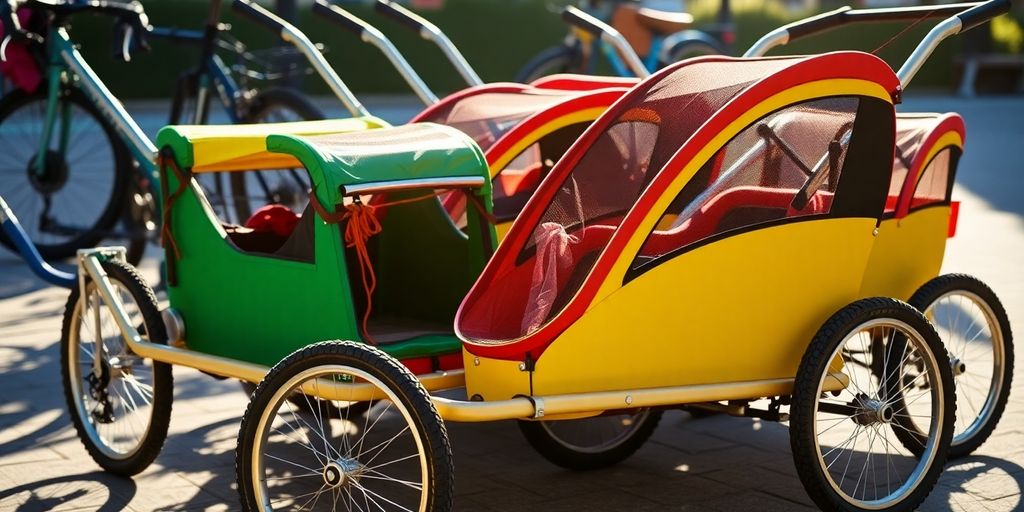 Kinderfahrradanhänger auf einer Straße