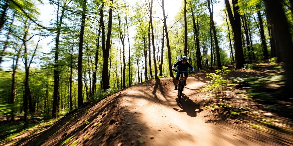 Fahrradfahrer auf einem Bergpfad